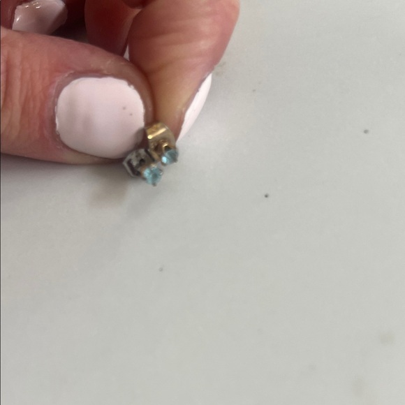 Elegant Gold and Blue Stone Earrings - Picture 3 of 4